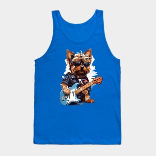 Yorkshire Terrier Playing Guitar Tank Top